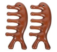 HEMOTON 2 pettine da massaggio per capelu, legno di sandalo, larghe denti, forma ergonomica delfino, set portatile per cura dei capelli e stimolazione del capelu, adatto per uomini e donne