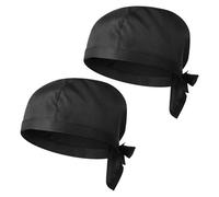 HEMOTON 2 Pezzi Cappello da Cuoco Bandana Unisex Cuoco Cappello a Bandana da Lavoro Cameriere Cucina Ristorante Copricapo Sportivo (Nero)