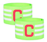 HEMOTON 2 Pezzi Fascia Capitano Calcio Elastico Verde in Poliestere Bracciale per Partite e Allenamenti Fascia da Braccio Alta Visibilità per Calciatori Adulti