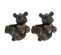 HEMOTON 2 Pezzi Pomello a Forma di Orso Cuore, Lega di Zinco, Singolo Foro | Stile Vintage Retrò, Finitura Liscia, per Cassetti Vanity e Librerie, Presa Comoda