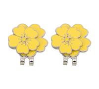 HEMOTON 2 Pezzi Segnapalline Golf Clip Cappello Sakura, Intercambiabile, Lega di Zinco, Giallo, Decorativo, per Partite Rilassate e Campo da Golf