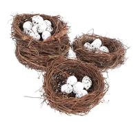 HEMOTON 24 Pezzi Set Nido Uccelli Artificiale per Pasqua Uova Finte in Schiuma Decorazione per Festa e Negozio Stile Naturale e Realistico