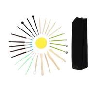 HEMOTON 28 Pezzi Set di Attrezzi per Argilla da Modellare per Ceramica | Legno e Plastica, Borsa Inclusa, Portatile per Formare e Scolpire, per Adulti
