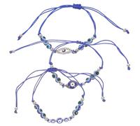 HEMOTON 3 Pezzi Bracciale Occhio Greco Blu in Lega e Filo di Cera, Design Unico ed Elegante, Aggiunge un Tocco di Mistero per Feste e Riunioni