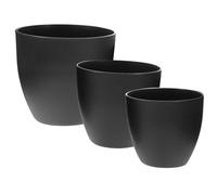 HEMOTON 3 Pezzi Vaso di Fiori in Pietra glassata Vasca vegetale pianta vasi da Fiori all'aperto Vaso da vivaio da Esterno Piante di Piante Vaso da Balcone plastica Nero