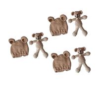 HEMOTON 3pezzi Cappellino Maglia Con Orecchie e Orsetto Giocattolo Per Servizio Fotografico Accessorio Fotografico Beige Per Mesi