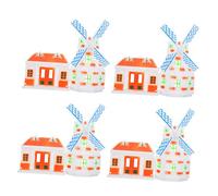 HEMOTON 4 Pezzi della casa a arredamento casa mulino a in miniatura Miniature ornamento micro-paesaggio piccola casa del mulino a plastica
