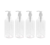 HEMOTON 4 Pezzi Distributore di lozione Vuote da 500 Ml Bottiglie di Pompa Trasparenti Bottiglie di Liquido Distributore di Olio Essenziale (Pompa Bianca)