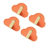 HEMOTON 4 Pezzi Ganci a Forma di Nuvola senza Fori per Abiti e Cappelli | Abs Arancione, Adesivo per Superfici Lisce, Forte Portata, Cucina e Bagno, Installazione Pulita senza Tracce