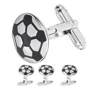 HEMOTON 4 Pezzi Gemelli da Camicia da Uomo Football Cufflinks in Rame, Rotondi Motivo Pallone da Calcio, Stile Classico, per Riunioni di Lavoro e Matrimoni, per Appassionati e Allenatori