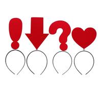 HEMOTON 4 Pezzi Giochi di Testa Divertente Cerchietto per Chioma in Stoffa e Plastica, a Forma di Cuore, Punto Interrogativo, Esclamativo o Freccia, per Feste e Uso Quotidiano