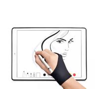 HEMOTON 4 Pezzi Guanto da Disegno a Due Dita in Spandex Nero per Tablet | Riduce Sbavature e Sudore, Comodo da Indossare, per Note Digitali, Schermi e Lezioni D'arte