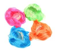 HEMOTON 4 pezzi Parrucche Cosplay Colorate Testa Moda per Feste Halloween Carnevale Costume Capelli Sintetici Brillanti e Facili da Indossare per Donna e Ragazza 4pcs Verde + Blu +