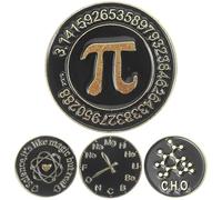 HEMOTON 4 pezzi Spille Nere Rotonde in Smalto Spille Decorativa per Abiti Cappelli e Borse Simboli Scientifici e Matematici Fai da Te Accessori Moda Uomo Donna