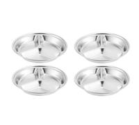 Hemoton 4Pcs Dipping Soia Salsa Piatto In Acciaio Inox Rotondo Dip Piatto Diviso Salsa Piatti In Acciaio Inox Condimento Piatti Piatti Antipasto Mini Snack Piatti