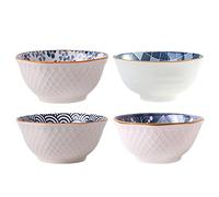 HEMOTON 4pcs Japanese Style Ceramic Soup Bowls Rice Bowls Ramen Bowls (Assorted Color)
