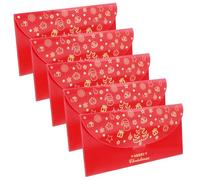 HEMOTON 5 Pezzi Auguri e Regali Buste Rosse Tradizionali, Natalizie in | Colore Rosso, per Festività e Ogni Occasione, Design Natalizio Tradizionale, Confezione Elegante