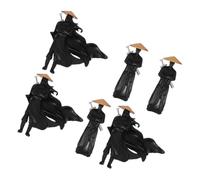 HEMOTON 6 Pezzi Guerrieri Cinesi Antichi in Miniatura, Statuette Decorative da Giardino in Plastica Nera, per Bonsai e Micro Paesaggi, Decorazione Artistica