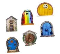 HEMOTON 6 Pezzi Miniature Fairy Door in Legno per e Casa Decorazione Compatta da Esterno con Finitura Liscia e Angoli Sicuri Accessorio per Micro Paesaggi