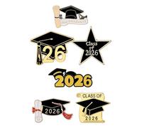 HEMOTON 6 Pezzi Set 6 Spille da Bavero Laurea Smaltate in Lega, Distintivi Ciondolo Diploma Motivazionale per Giacche e Borse, Accessori Simbolici per Festa e Ricordo Stagione Laurea Stile