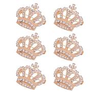 HEMOTON 6 Spille a Corona Dorate Strass, Spilla Tiara da Donna Vintage per Abiti Formali e Bouquet da Sposa, Accessori Eleganti per Damigelle e Regine, Set da 6 Pezzi