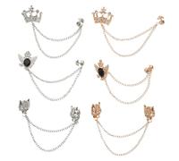 HEMOTON 6pezzi Fermagli Decorativi Per Abiti Alla Moda Di Accessori Catena Da Colletto Per Cardigan Retrò Fermagli Per Colletto Da Donna Chiusure Nappe Per Feste Ed Eventi
