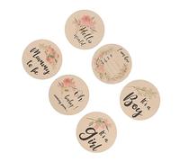 HEMOTON Biglietti Mensili per Neonati - Neonato - 6 Pezzi Cartelli in Legno per Annuncio di Nascita - Cartelli con Neonato - 10 Cm