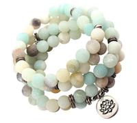 HEMOTON Bracciale Perle in Pietra Naturale con Cordino Elastico Unisex per Donna e Uomo Design Lotus Adatto per Ogni Polso e Stile Quotidiano