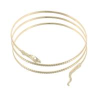 HEMOTON Bracciale Rigido Geometrico in Metallo Finitura Lucida e Design Serpente Aperto e Regolabile per Vari Polsi Dorato e Versatile per Outfit Quotidiani Feste e Cosplay Leggero