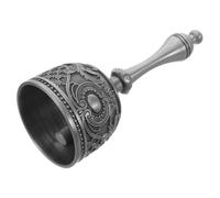 HEMOTON Campanello Manuale Retrò in Metallo Argento per Reception e Aula | Tono Chiaro e Vibrante, Uso Portatile a Mano, Finitura Antica in Design Vintage, per Banco Accoglienza