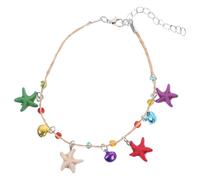 HEMOTON Catena per Piedi Chic Regolabile in Rafia Intrecciata Conchiglie Colorate Cavigliera alla Moda da Spiaggia Accessorio Delicato per Donna Gioielli Estivi per Colore Casuale