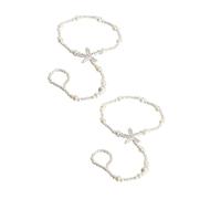 HEMOTON Cavigliere da Spiaggia Elastiche Perle e Stelle Marine Set da 2 Catene Decorative per Piede da Sposa Ornamenti Eleganti per Donna e Cerimonie Estive
