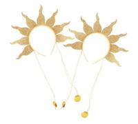HEMOTON Cerchietto Corona Raggi di Sole Dorata 2 Pezzi - Fascia in Plastica con Dettagli Metalliche per Feste Festival e Costumi Halloween Donna