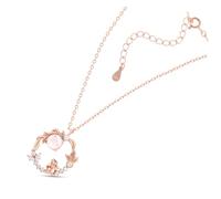 HEMOTON Collana con Ciondolo Coniglio in Argento Rosa Collana Regolabile da Donna con Design Floreale Charm Coniglio Simpatico e Delicato per Uso Quotidiano e Occasioni Speciali