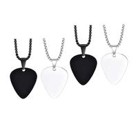 HEMOTON Collana Plettro Acciaio 4 Pcs Plettro Per Chitarra Maglione Portatile Plettro Per Delicato Delle Donne Della Collana Pick Catena Del Pendente Collana in Acciaio Inox Polpastrello Pick Collana