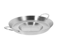 Hemoton Comal Cazo Piastra Wok Padella antiaderente in acciaio inossidabile Pentole per friggere a prova di graffio per induzione a gas o stufa elettrica 38 cm all'aperto Cazo Piastra friggitrice