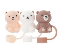 HEMOTON Coperture per Cannucce in Silicone 3 Pezzi, Protezione Sicura e Pratica per Cannucce 12mm, Design Orso Adorabile per Picnic e Attività All'aperto