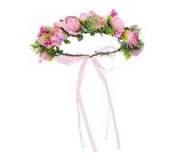 HEMOTON Copricapo a Ghirlanda di Rose Finte Rosa per Sposa Cerchietto a Corona Elegante e Naturale Accessorio Chioma per Matrimonio e Festa