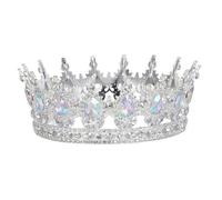 HEMOTON Corona da Sposa Strass Rotonda Grande, Tiara da Principessa Vintage per Cerimonia Nuziale, Copricapo Leggero per Ballo, Compleanni e Concorsi, Accessori Chioma Scintillanti