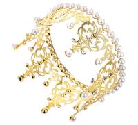 HEMOTON Corona Decorativa per Torta Vintage in Lega Oro con Perle e Strass, Riutilizzabile per Gender Reveal o Shower