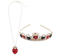 HEMOTON Corona di Cuore Rosso e Collana in Lega e Vetro per Donna da Principessa per Matrimonio Compleanno Festa Ballo di Fine Anno