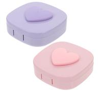 HEMOTON Custodia per Lenti a Contatto Tascabile Set da 2 Specchio, Organizer Piccolo e Portatile, Contenitore Antiperdita per Viaggi e Uso Quotidiano