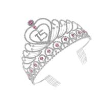 HEMOTON Diadema Corona di Compleanno 15 Anni Strass Brillanti in Lega Rosa Elegante e Stilosa per Festa e Bomboniera Ragazza
