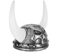 HEMOTON Elmetto Romano da Festa in Plastica Argento con Corna Teschio, Cappello per Adulti per Party e Spettacoli, Materiale Confortevole e Design Medievale Unico