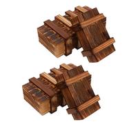 HEMOTON Giocattoli per 4 Pezzi Scatole Puzzle in Legno con Cassetti Segreti, Rompicapo Educativo per Sviluppo Intelligenza e Problem Solving, Regalo Naturale per Festa e Compleanno