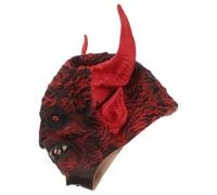 HEMOTON Maschera Demone con Corna 3d, Volto Intero, Lattice, Halloween | Vestibilità Adattabile e Sottile, Rimane Salda, per Cosplay e Feste in Maschera