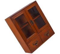 HEMOTON Mobiletto da Tavolo in Legno Marrone Cassetti Multipli Vintage, Organizer per Accessori e Oggetti Vari, Finitura Antica per Soggiorno o Ufficio