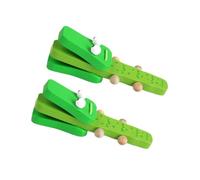 HEMOTON Nacchere di Legno 2 Pezzi Manico, Batacchi Percussione Giocattolo Musicale, Strumento Educativo Leggero e Portatile per Sviluppo Senso del Ritmo