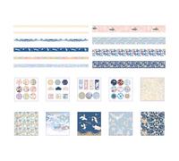 HEMOTON Nastro Washi Adesivo Gru, Decorazione Scrapbooking Blu | Carta Washi, Riutilizzabile e Facile da Strappare, Non Rovina la Superficie, Scatola di Carta
