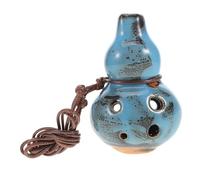HEMOTON Ocarina Contralto in Ceramica 6 Fori a Zucca con Finitura Smaltata Blu, Strumento Musicale Portatile per Meditazione, Escursioni e Racconti, con Cordino di Cera per Principianti